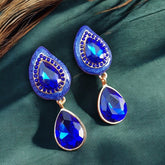Ocean Drop Crystal Sparkle Earrings – Double Teardrop Statement Earrings for Women